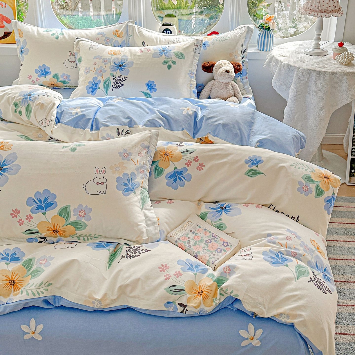 91家纺网 家纺一手货源 找家纺 恩泽家纺 2026新款13372ins全棉印花四件套单品系列-四件套 若薇