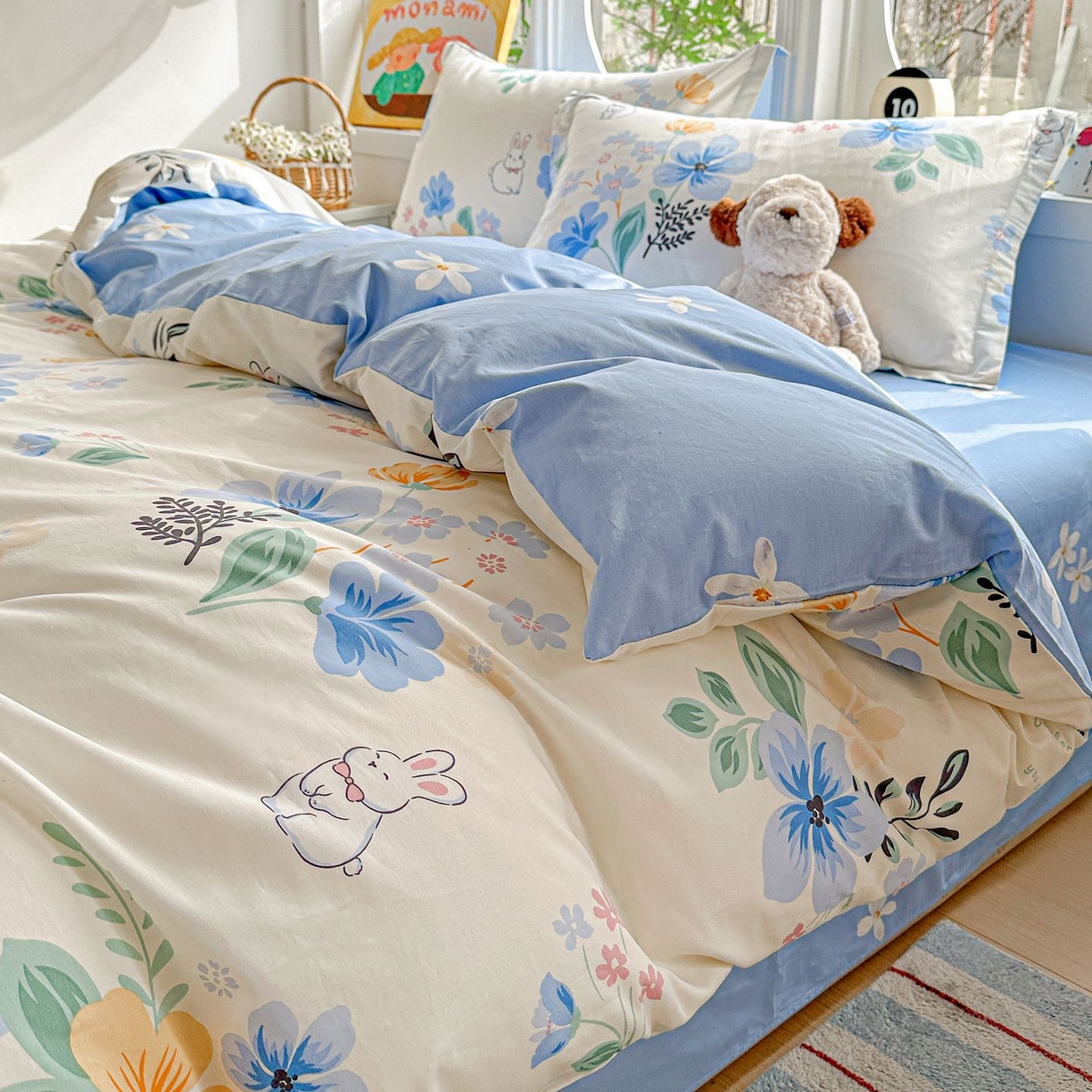 91家纺网 家纺一手货源 找家纺 恩泽家纺 2026新款13372ins全棉印花四件套单品系列-四件套 若薇