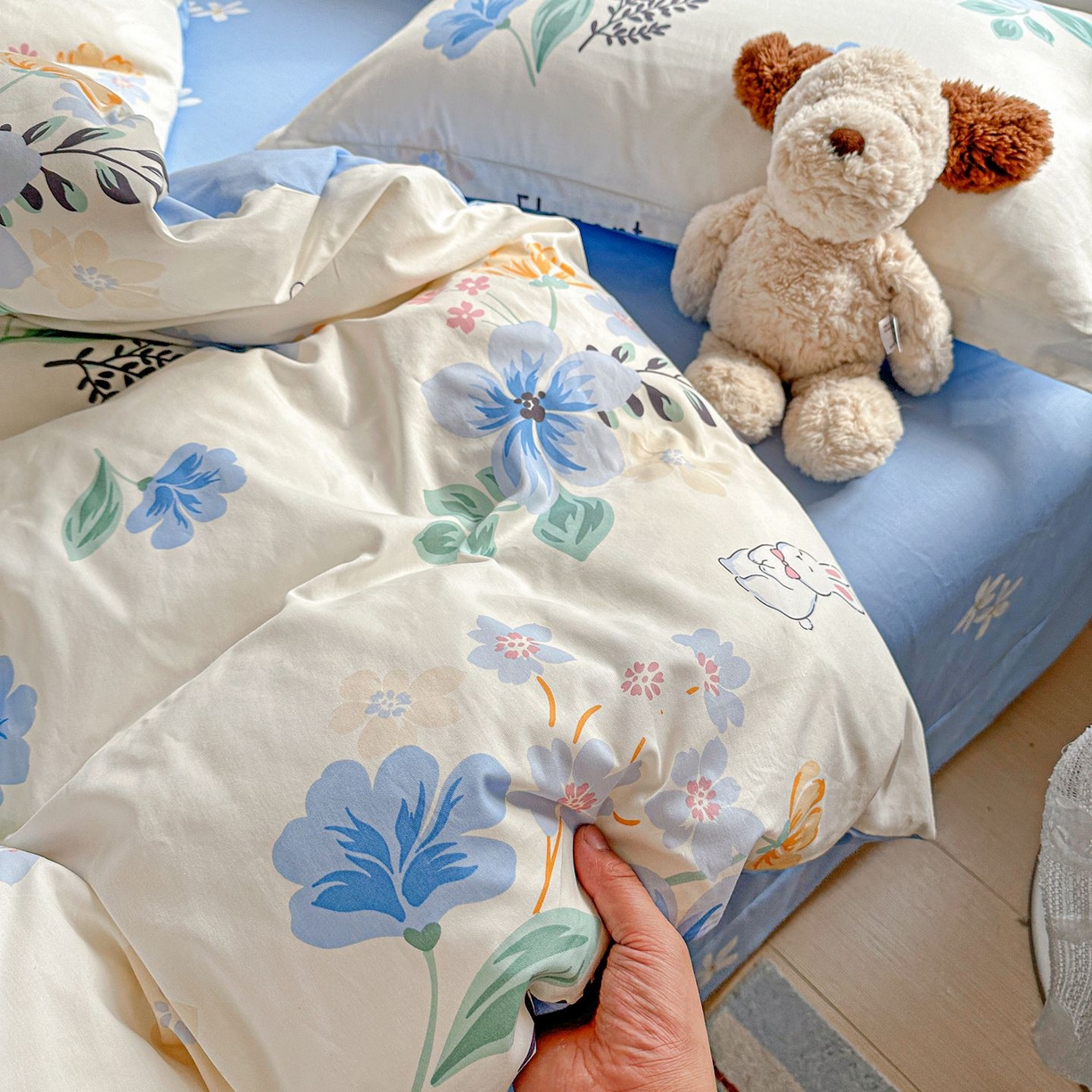 91家纺网 家纺一手货源 找家纺 恩泽家纺 2026新款13372ins全棉印花四件套单品系列-四件套 若薇