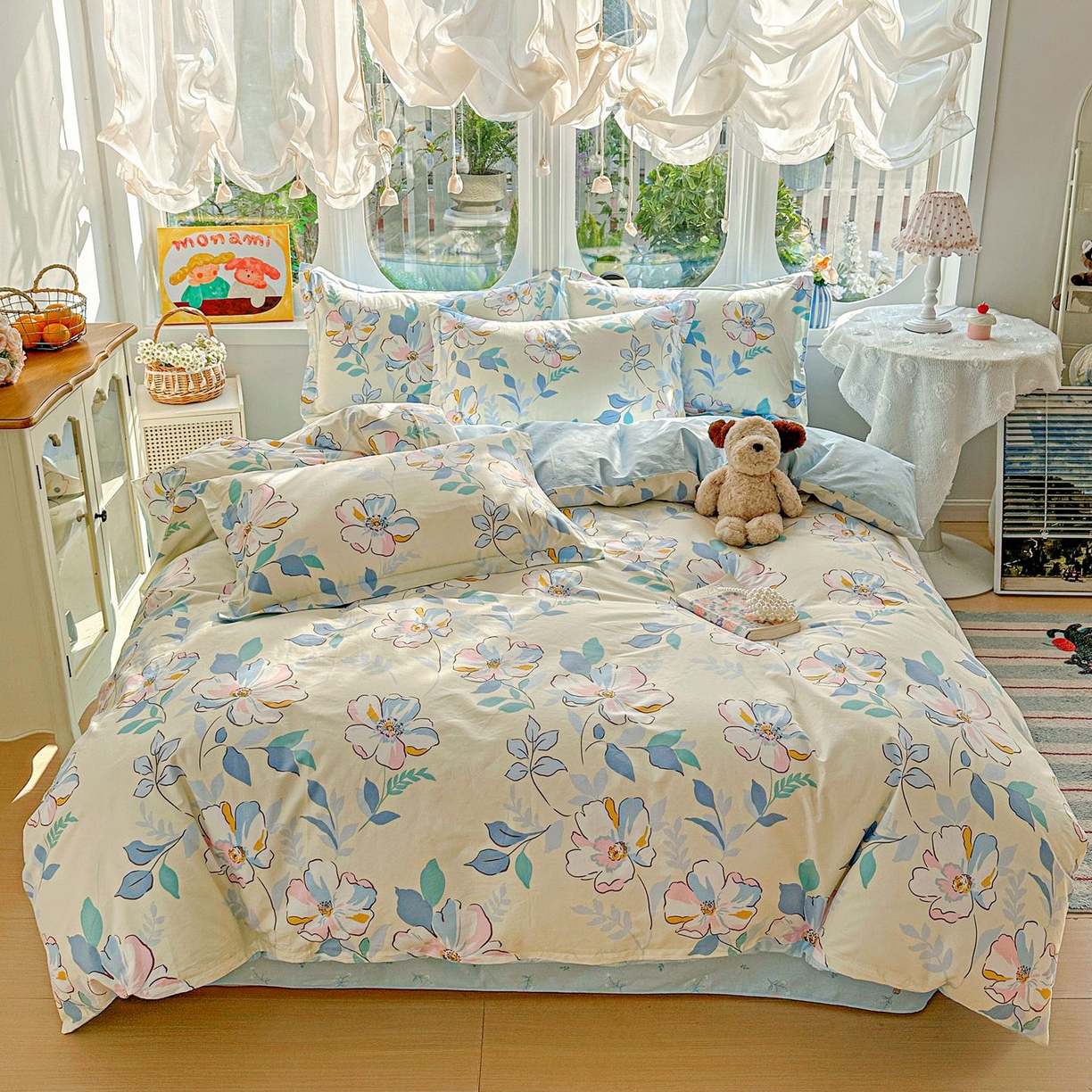 91家纺网 家纺一手货源 找家纺 恩泽家纺 2026新款13372ins全棉印花四件套单品系列-四件套 叶玲珑