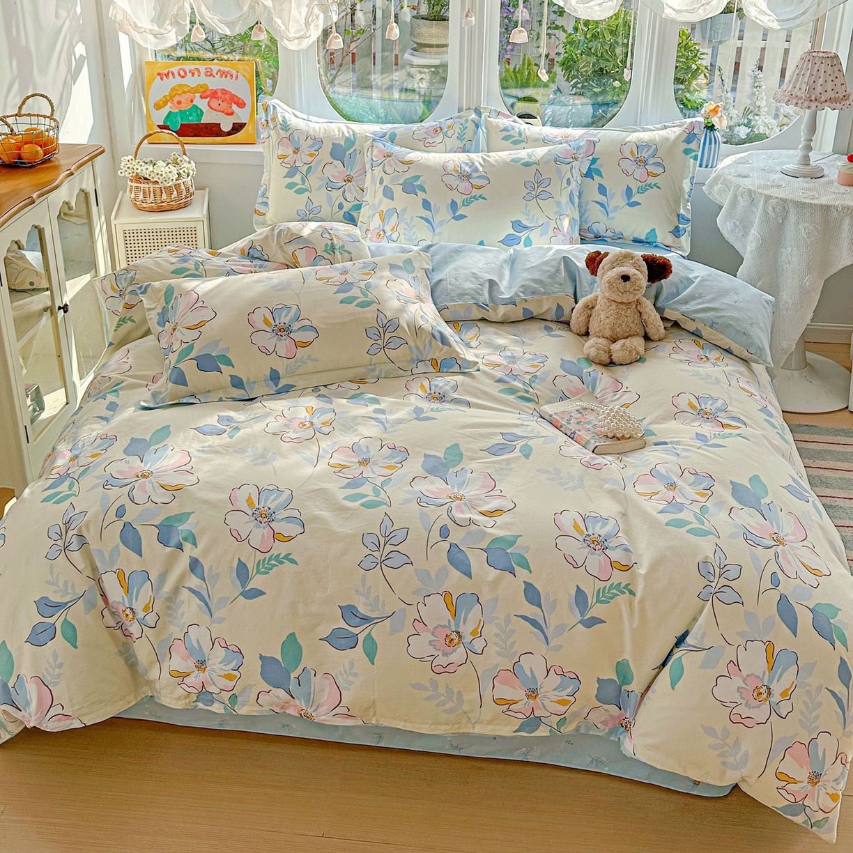 91家纺网 家纺一手货源 找家纺 恩泽家纺 2026新款13372ins全棉印花四件套单品系列-四件套 叶玲珑