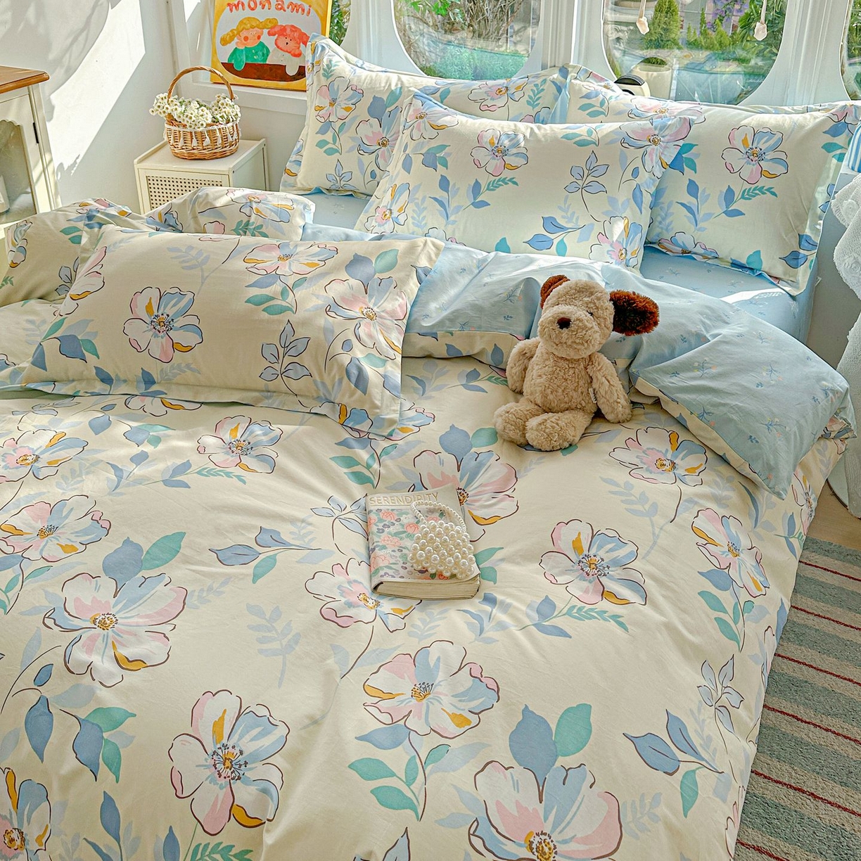 91家纺网 家纺一手货源 找家纺 恩泽家纺 2026新款13372ins全棉印花四件套单品系列-四件套 叶玲珑