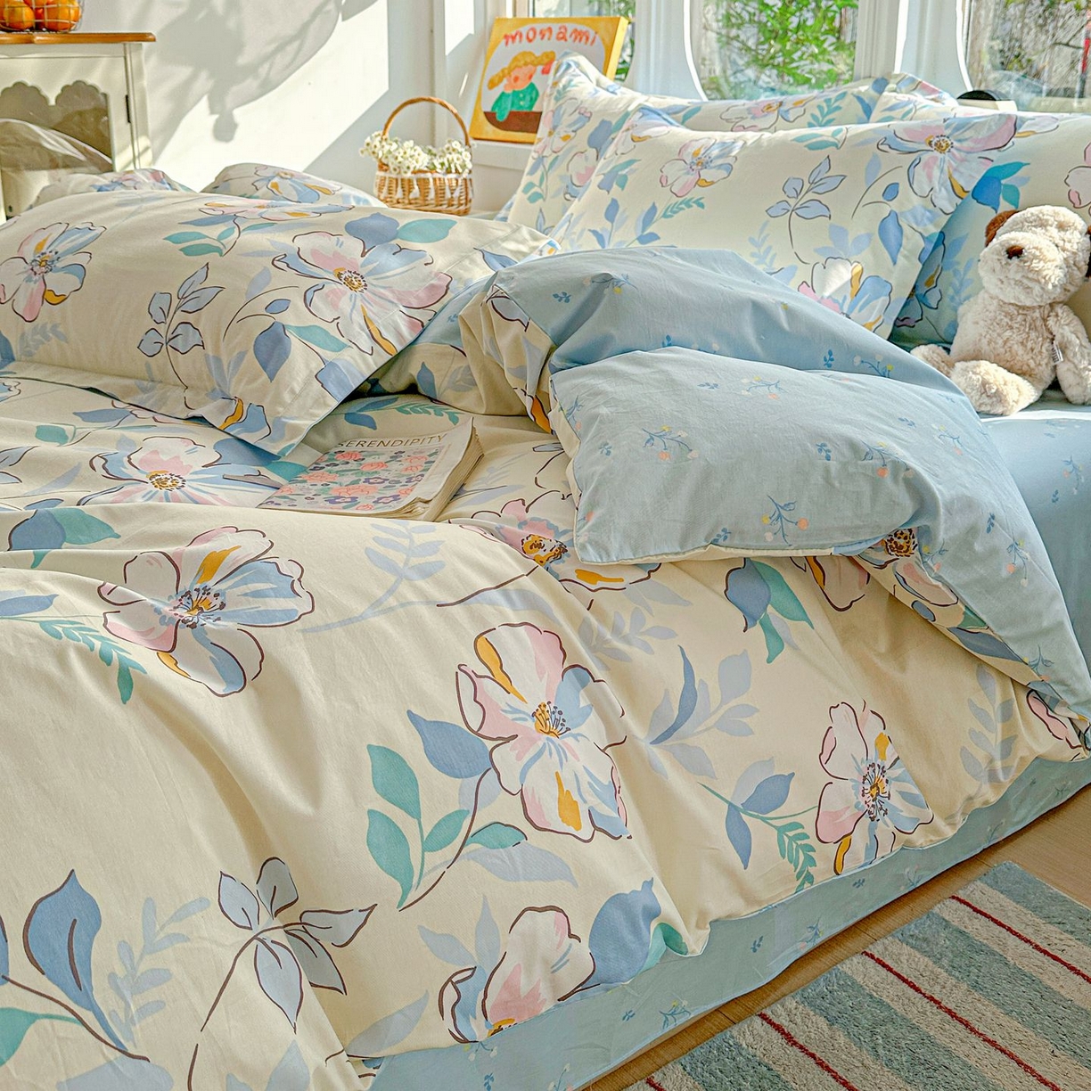 91家纺网 家纺一手货源 找家纺 恩泽家纺 2026新款13372ins全棉印花四件套单品系列-四件套 叶玲珑