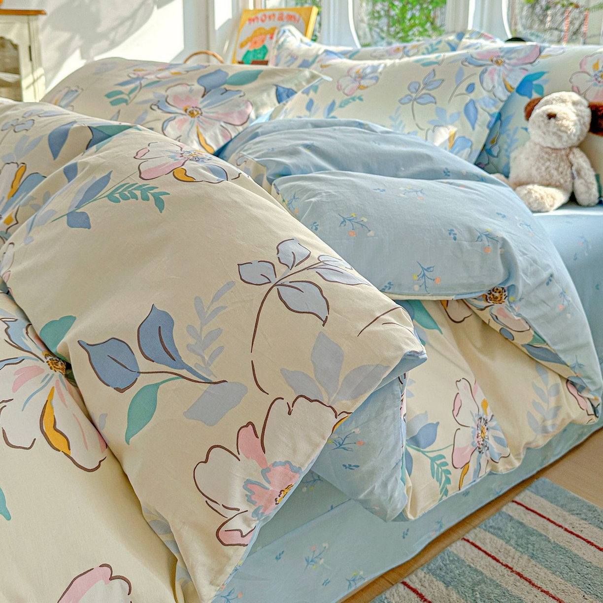 91家纺网 家纺一手货源 找家纺 恩泽家纺 2026新款13372ins全棉印花四件套单品系列-四件套 叶玲珑