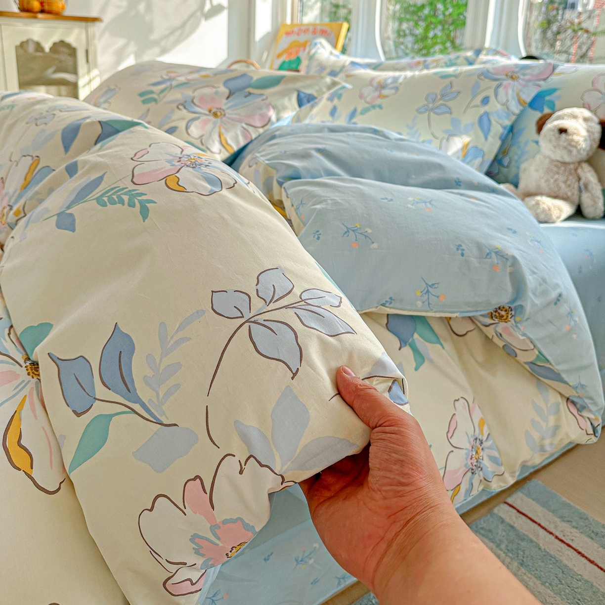 91家纺网 家纺一手货源 找家纺 恩泽家纺 2026新款13372ins全棉印花四件套单品系列-四件套 叶玲珑