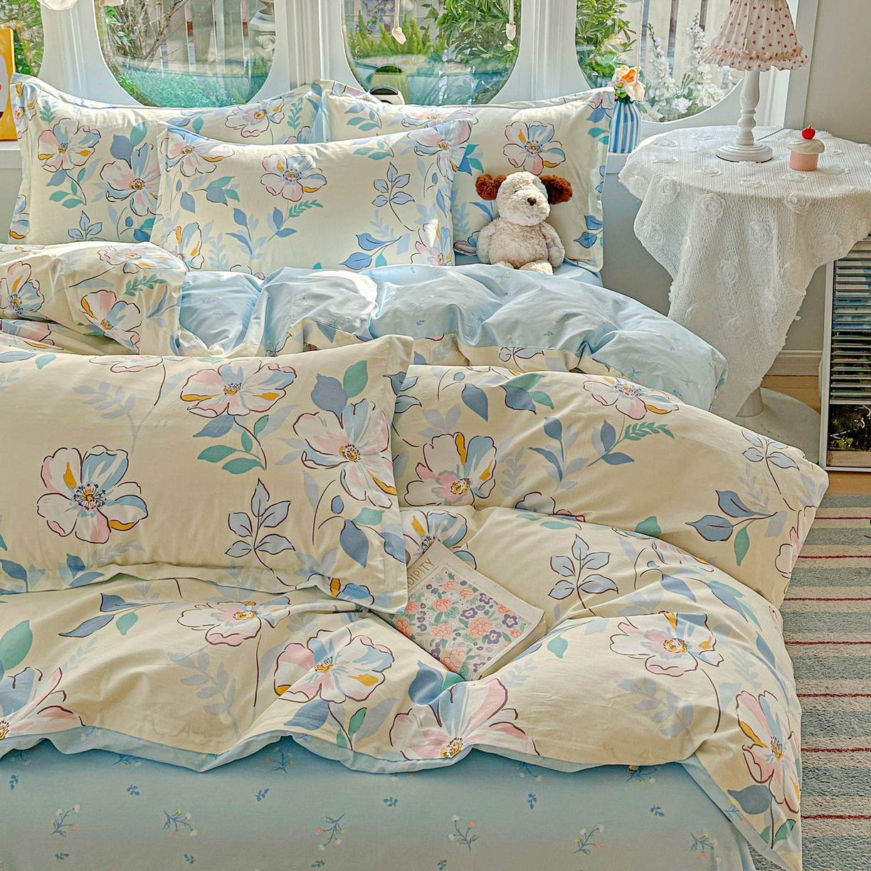 91家纺网 家纺一手货源 找家纺 恩泽家纺 2026新款13372ins全棉印花四件套单品系列-四件套 叶玲珑