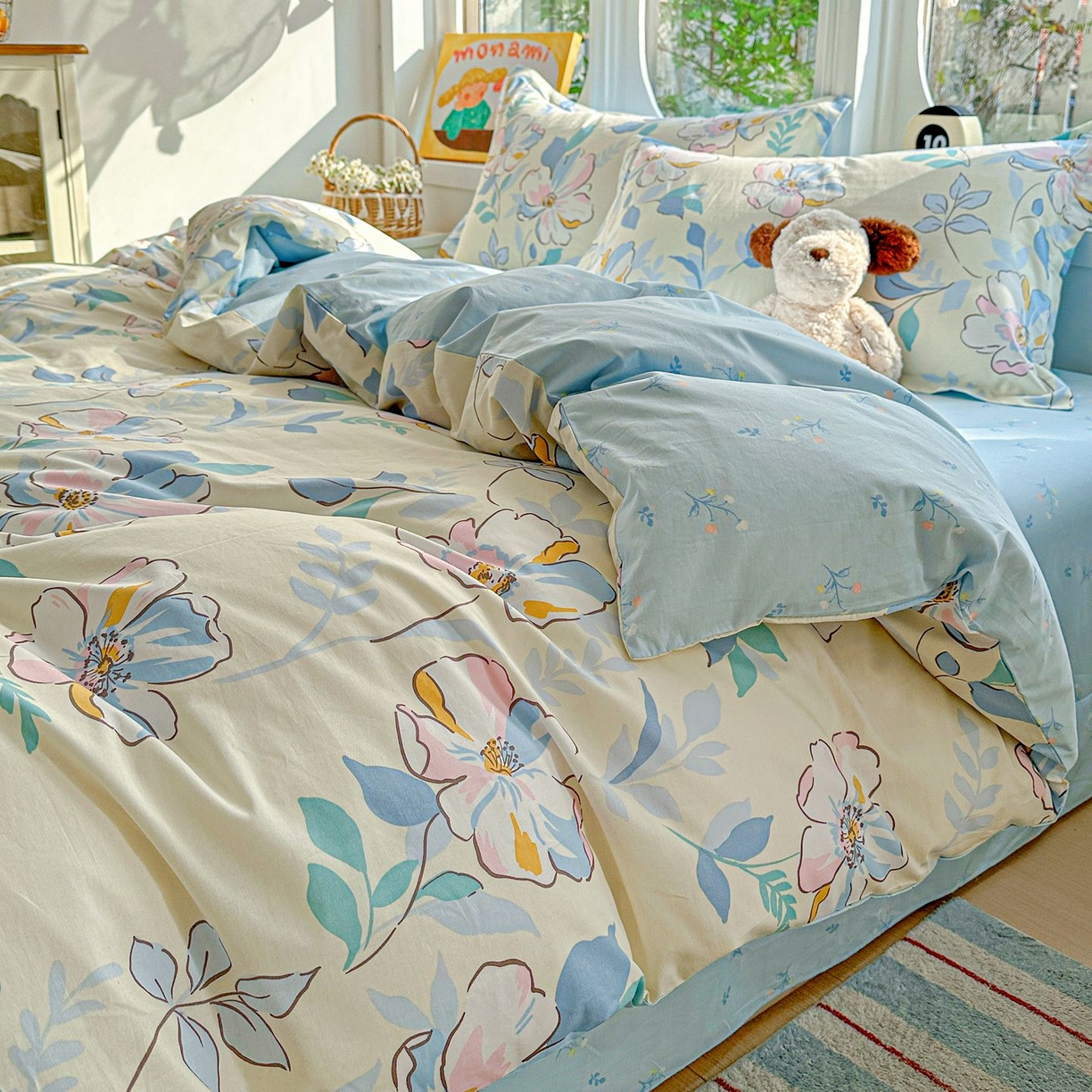 91家纺网 家纺一手货源 找家纺 恩泽家纺 2026新款13372ins全棉印花四件套单品系列-四件套 叶玲珑