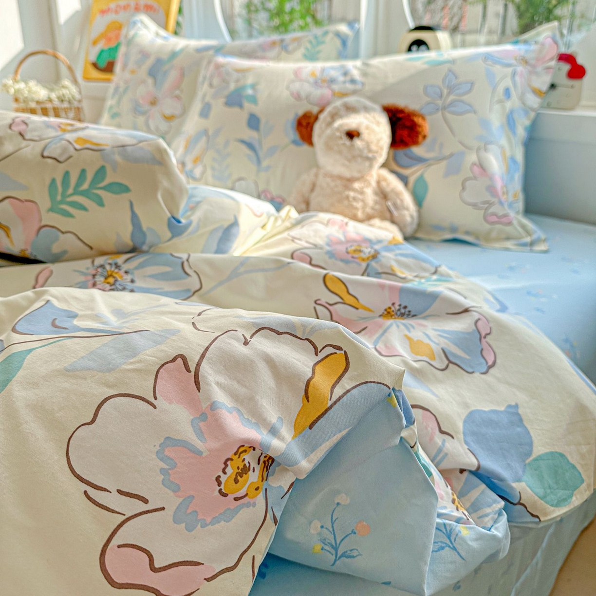 91家纺网 家纺一手货源 找家纺 恩泽家纺 2026新款13372ins全棉印花四件套单品系列-四件套 叶玲珑