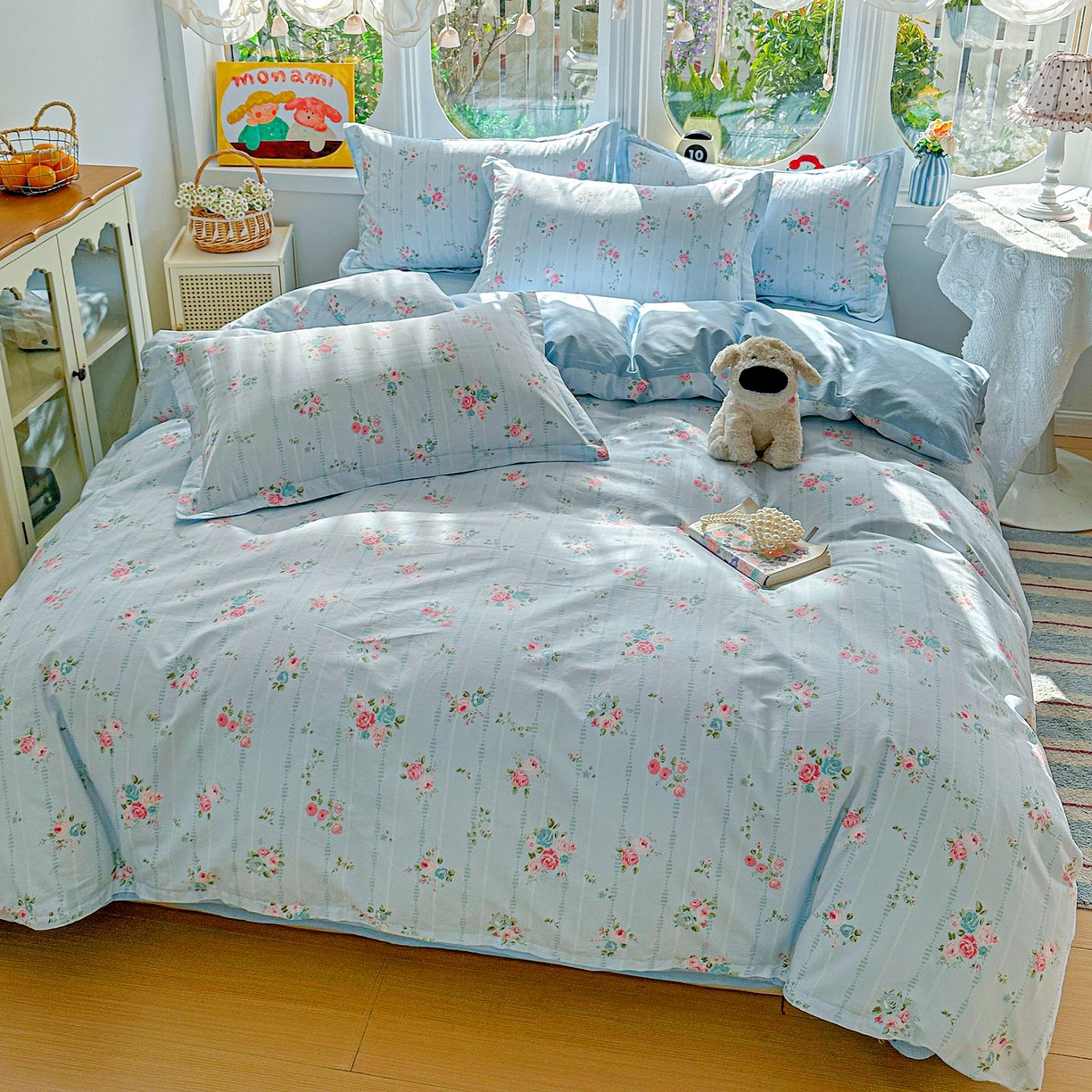 91家纺网 家纺一手货源 找家纺 恩泽家纺 2026新款13372ins全棉印花四件套单品系列-四件套 优朵蔓