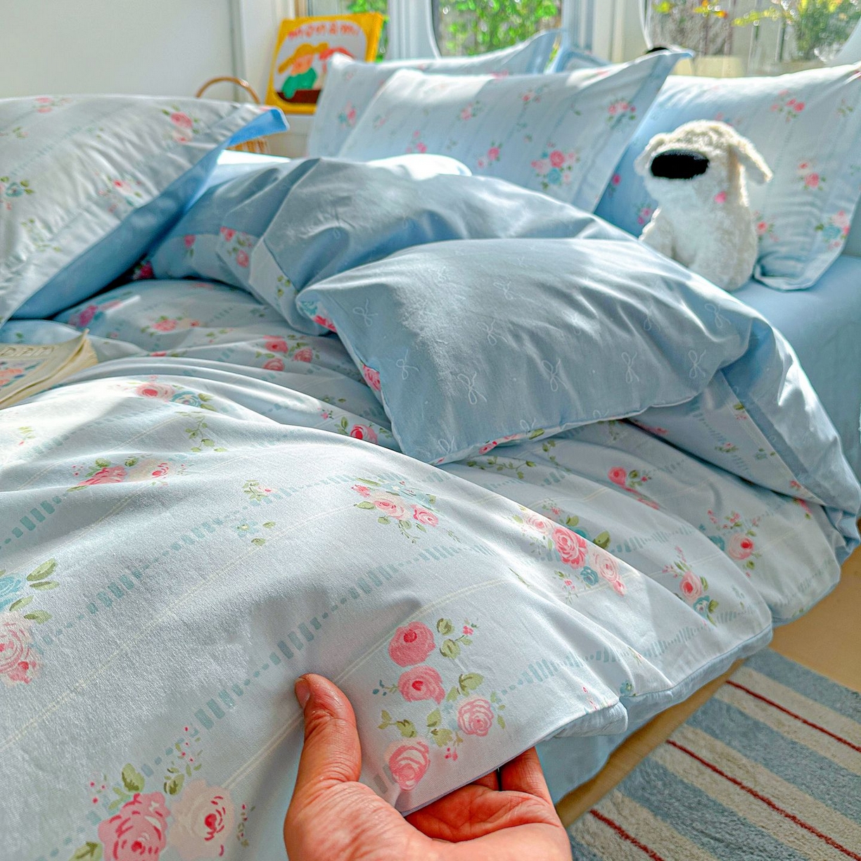 91家纺网 家纺一手货源 找家纺 恩泽家纺 2026新款13372ins全棉印花四件套单品系列-四件套 优朵蔓