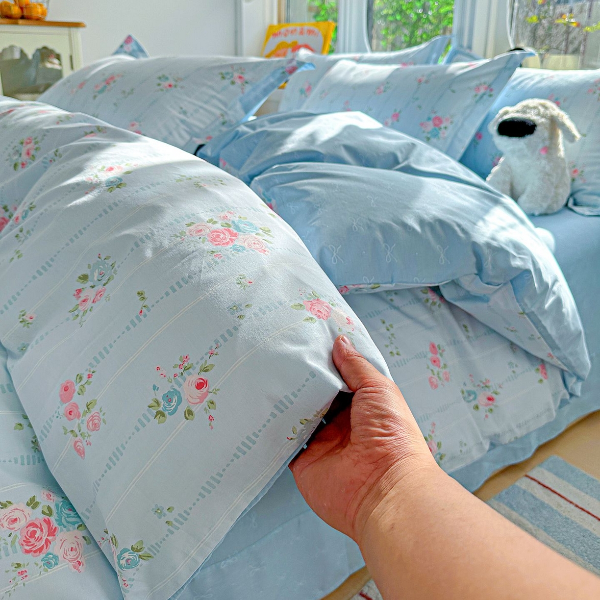 91家纺网 家纺一手货源 找家纺 恩泽家纺 2026新款13372ins全棉印花四件套单品系列-四件套 优朵蔓