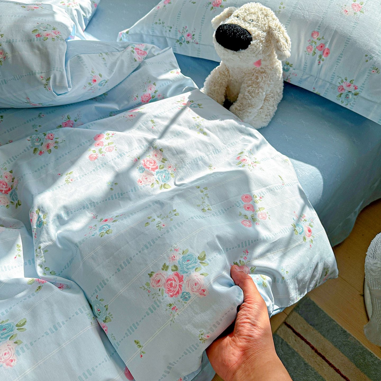 91家纺网 家纺一手货源 找家纺 恩泽家纺 2026新款13372ins全棉印花四件套单品系列-四件套 优朵蔓