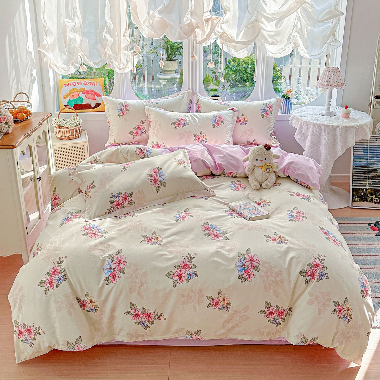 91家纺网 家纺一手货源 找家纺 恩泽家纺 2026新款13372ins全棉印花四件套单品系列-四件套 玉兰芬芳