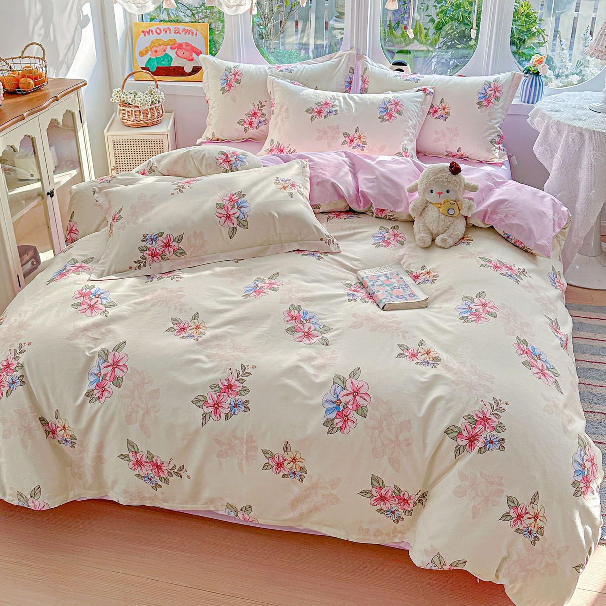 91家纺网 家纺一手货源 找家纺 恩泽家纺 2026新款13372ins全棉印花四件套单品系列-四件套 玉兰芬芳