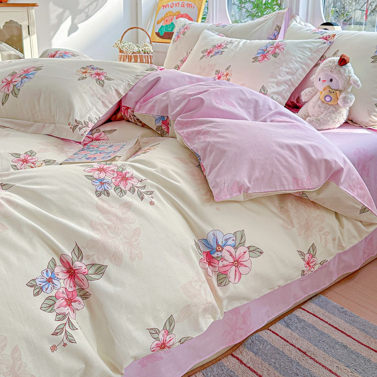 91家纺网 家纺一手货源 找家纺 恩泽家纺 2026新款13372ins全棉印花四件套单品系列-四件套 玉兰芬芳