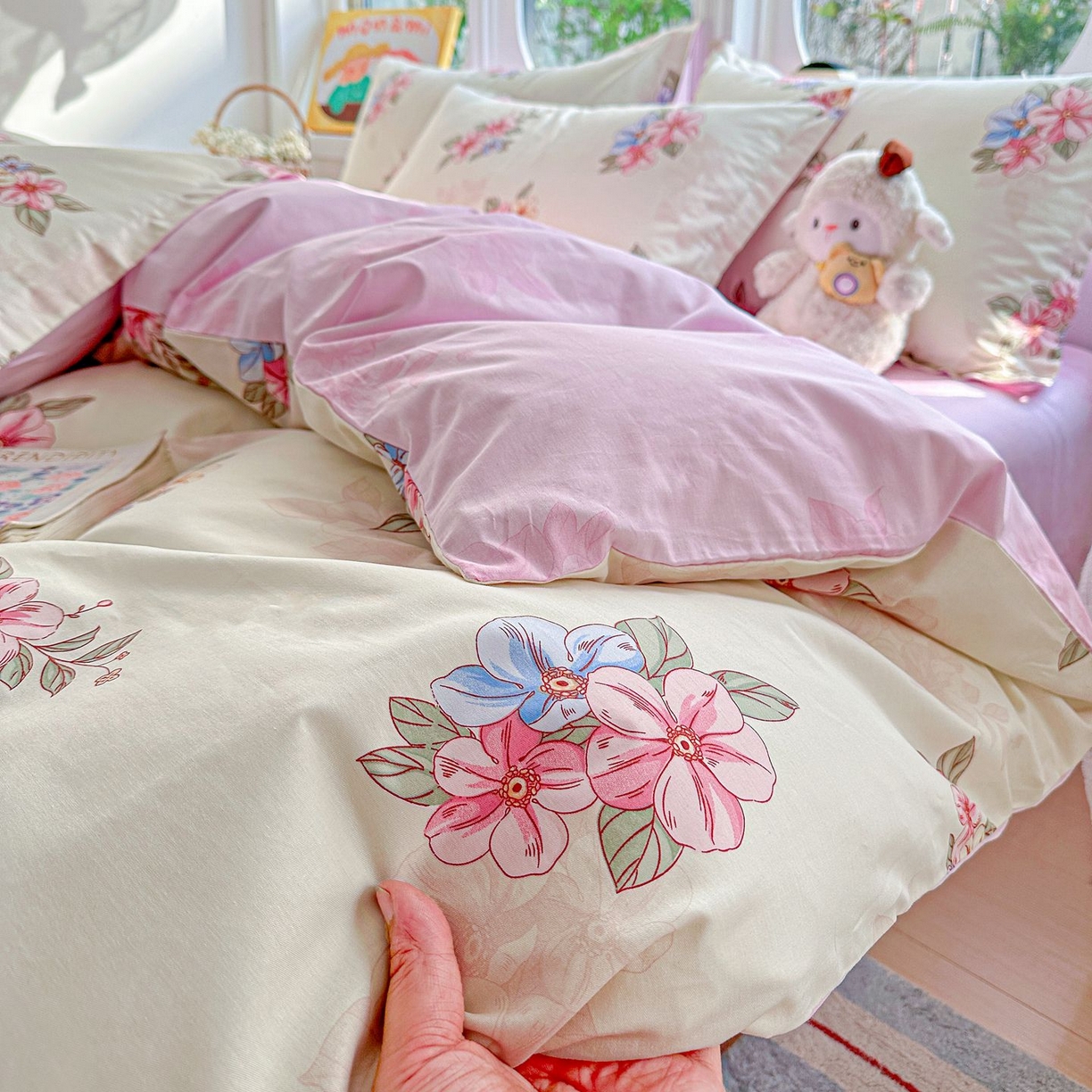 91家纺网 家纺一手货源 找家纺 恩泽家纺 2026新款13372ins全棉印花四件套单品系列-四件套 玉兰芬芳