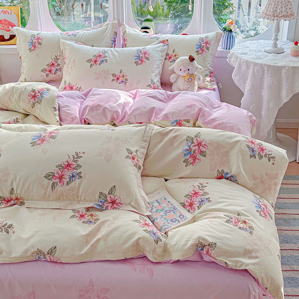 91家纺网 家纺一手货源 找家纺 恩泽家纺 2026新款13372ins全棉印花四件套单品系列-四件套 玉兰芬芳