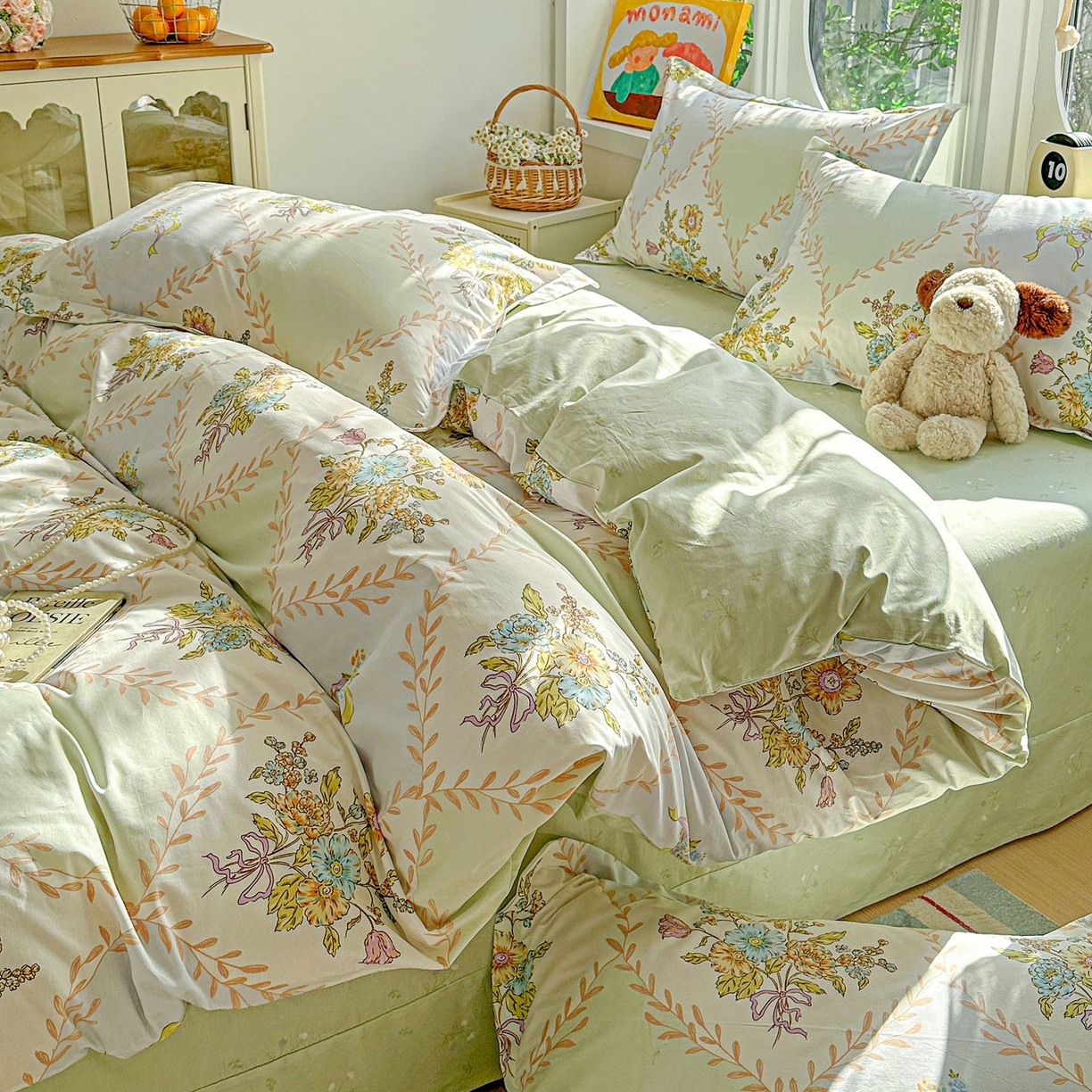 恩泽家纺 2026新款13372ins全棉印花四件套单品系列-四件套 芷妍