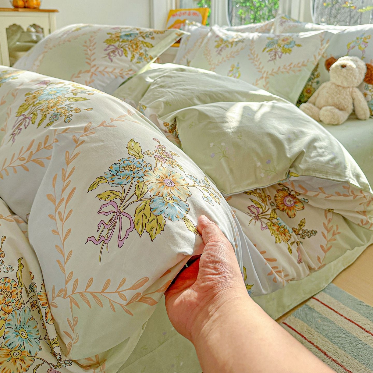 91家纺网 家纺一手货源 找家纺 恩泽家纺 2026新款13372ins全棉印花四件套单品系列-四件套 芷妍