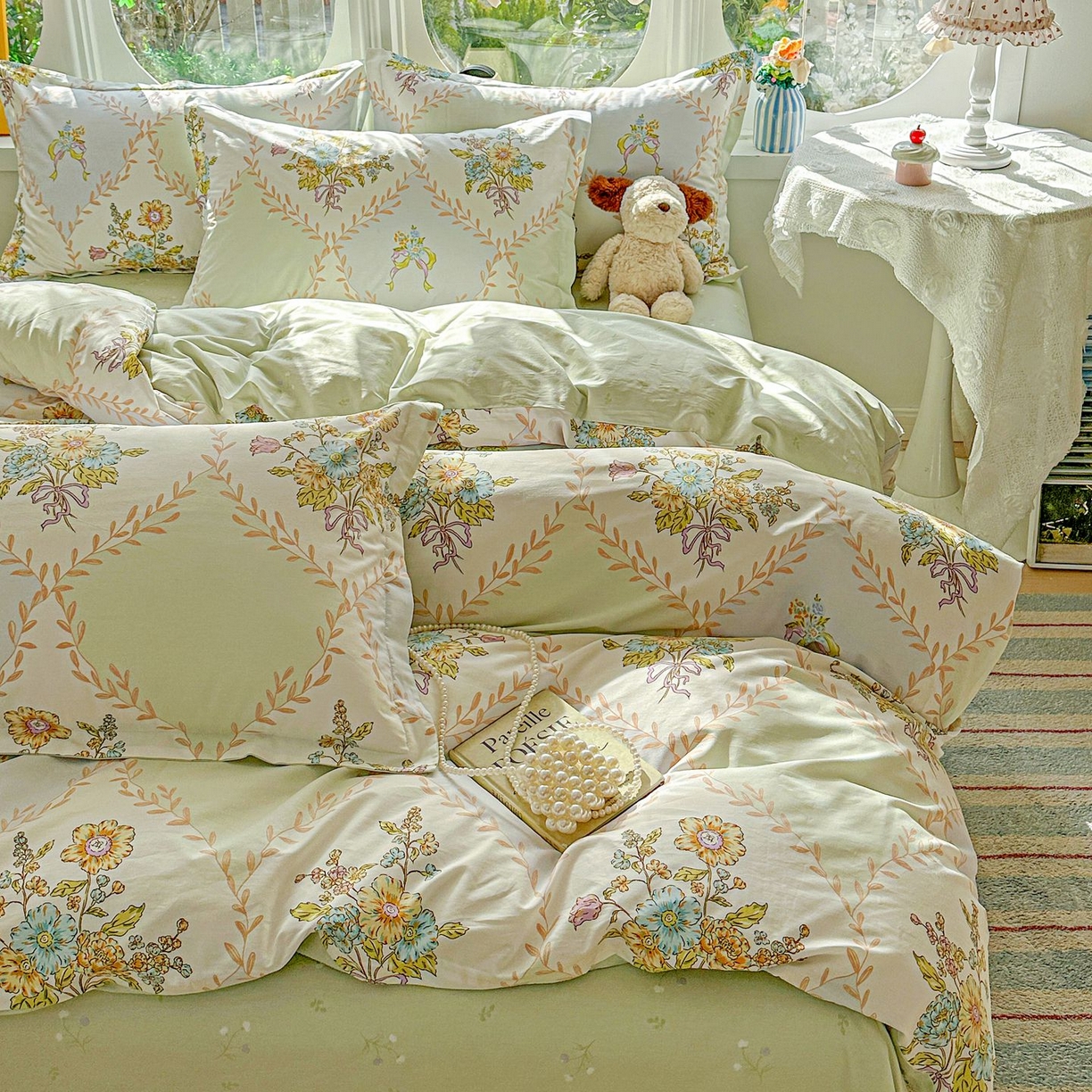 91家纺网 家纺一手货源 找家纺 恩泽家纺 2026新款13372ins全棉印花四件套单品系列-四件套 芷妍