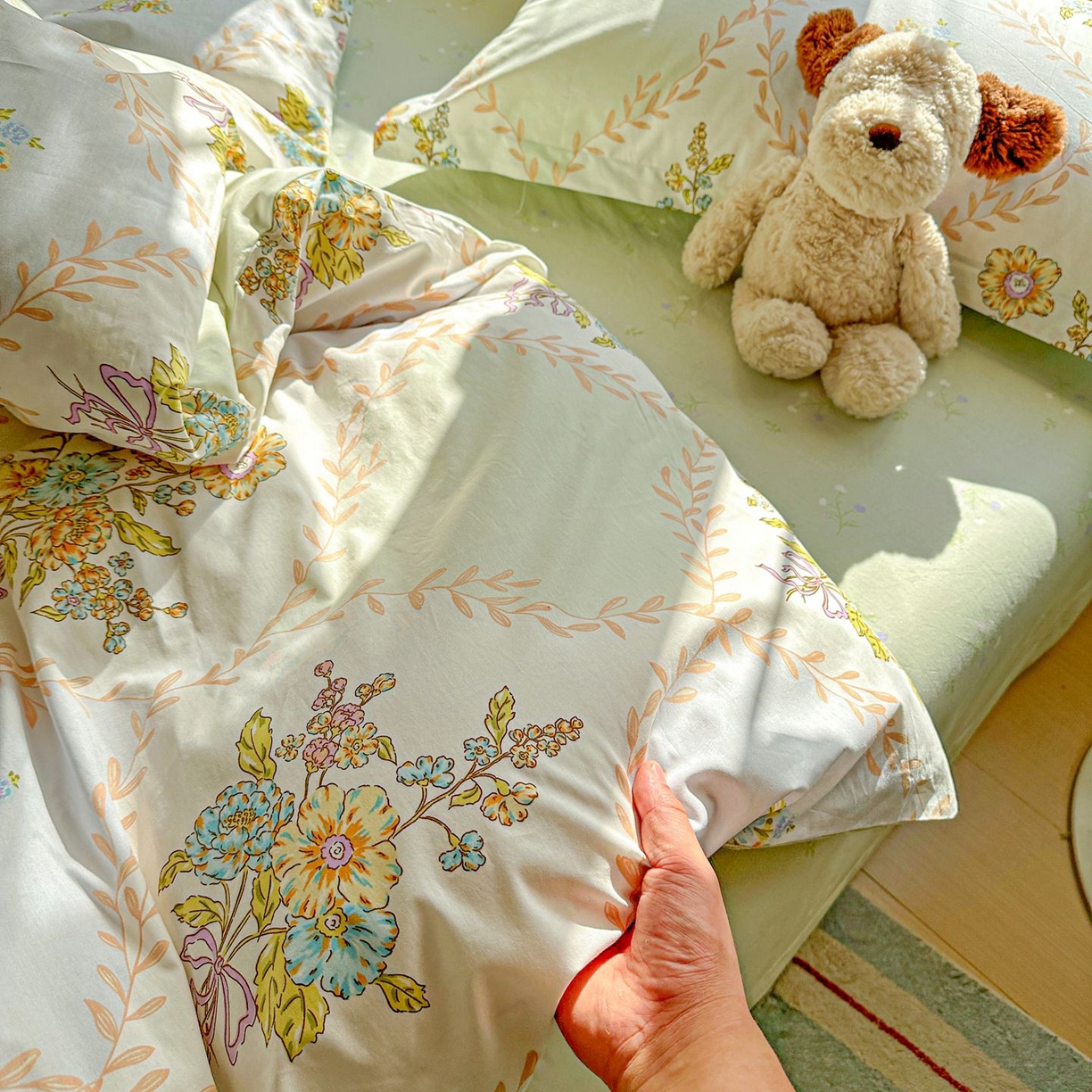 91家纺网 家纺一手货源 找家纺 恩泽家纺 2026新款13372ins全棉印花四件套单品系列-四件套 芷妍