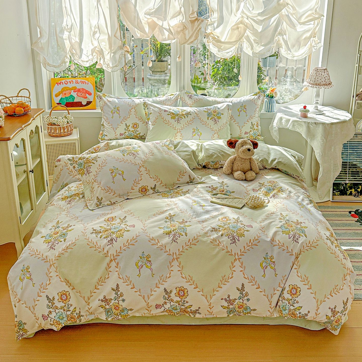 91家纺网 家纺一手货源 找家纺 恩泽家纺 2026新款13372ins全棉印花四件套单品系列-四件套 芷妍