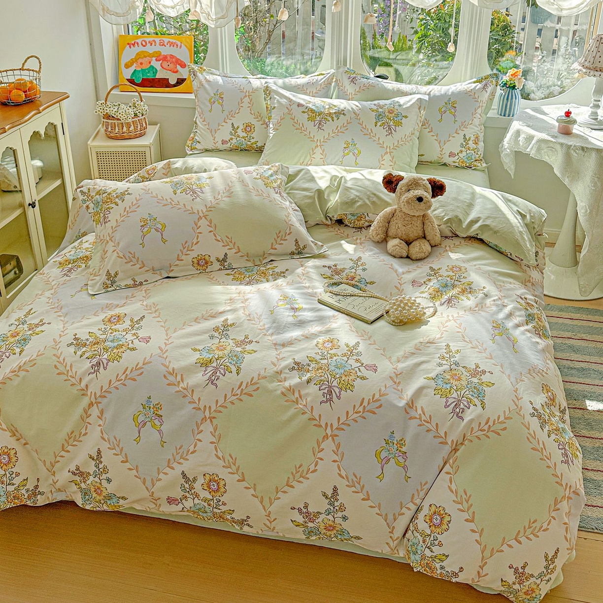 91家纺网 家纺一手货源 找家纺 恩泽家纺 2026新款13372ins全棉印花四件套单品系列-四件套 芷妍