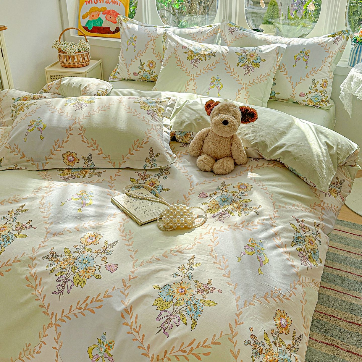 91家纺网 家纺一手货源 找家纺 恩泽家纺 2026新款13372ins全棉印花四件套单品系列-四件套 芷妍