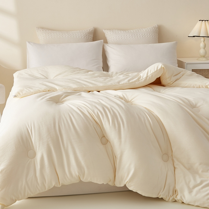 91家纺网 家纺一手货源 找家纺 蓝冰家纺 2026新款木棉提花新疆棉花冬被春秋被被子被芯 白色