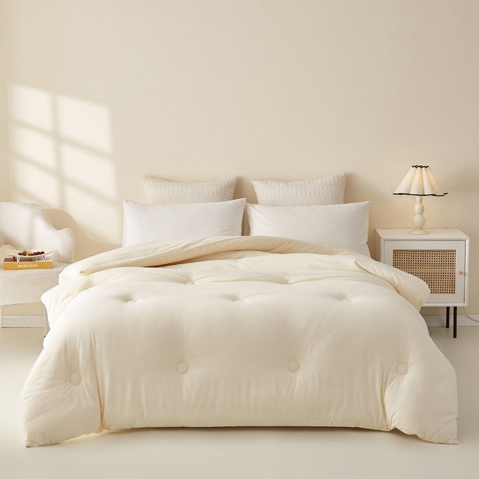 91家纺网 家纺一手货源 找家纺 蓝冰家纺 2026新款木棉提花新疆棉花冬被春秋被被子被芯 白色