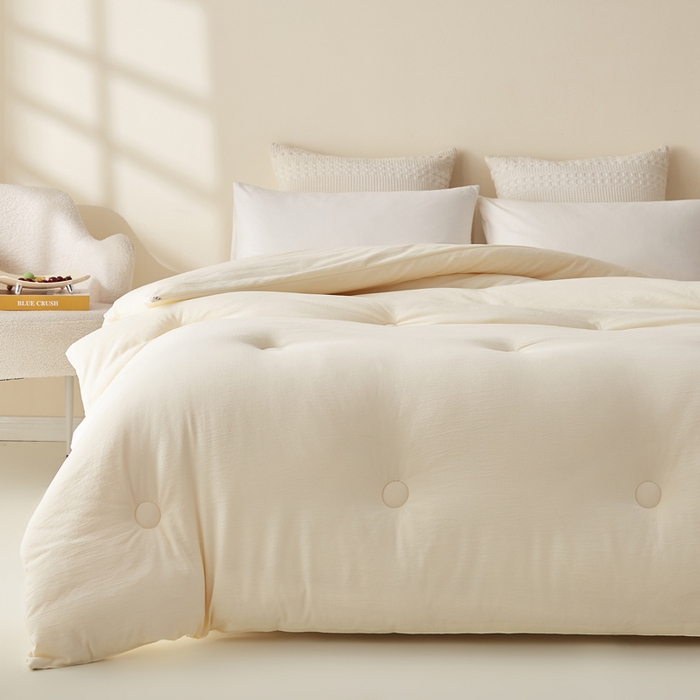 91家纺网 家纺一手货源 找家纺 蓝冰家纺 2026新款木棉提花新疆棉花冬被春秋被被子被芯 白色