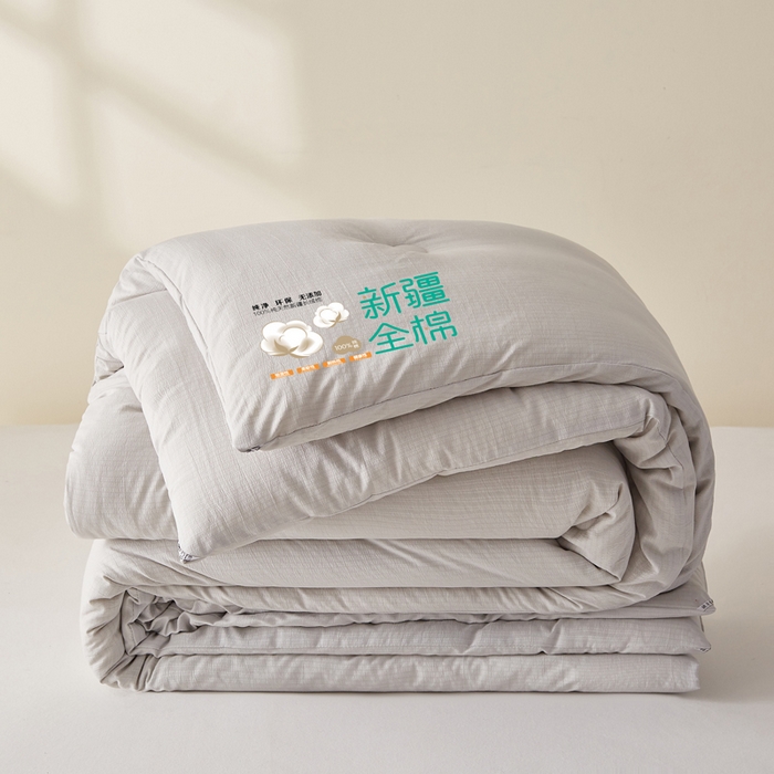 91家纺网 家纺一手货源 找家纺 蓝冰家纺 2026新款木棉提花新疆棉花冬被春秋被被子被芯 灰色