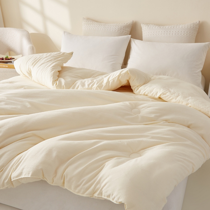 91家纺网 家纺一手货源 找家纺 蓝冰家纺 2026新款木棉提花新疆棉花冬被春秋被被子被芯 白色