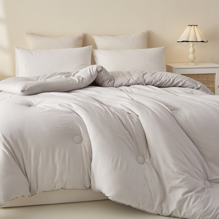 91家纺网 家纺一手货源 找家纺 蓝冰家纺 2026新款木棉提花新疆棉花冬被春秋被被子被芯 灰色