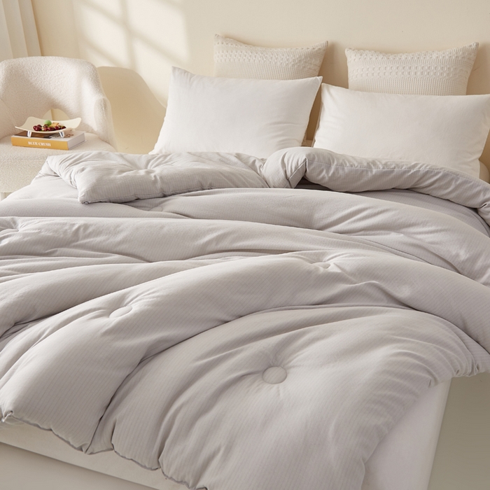 91家纺网 家纺一手货源 找家纺 蓝冰家纺 2026新款木棉提花新疆棉花冬被春秋被被子被芯 灰色