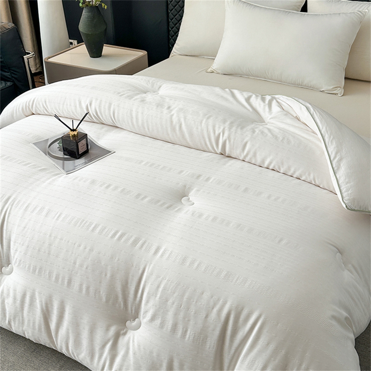 91家纺网 家纺一手货源 找家纺 （总）林希 2026新款A类纯棉提花大豆被春秋被学生被双人冬被