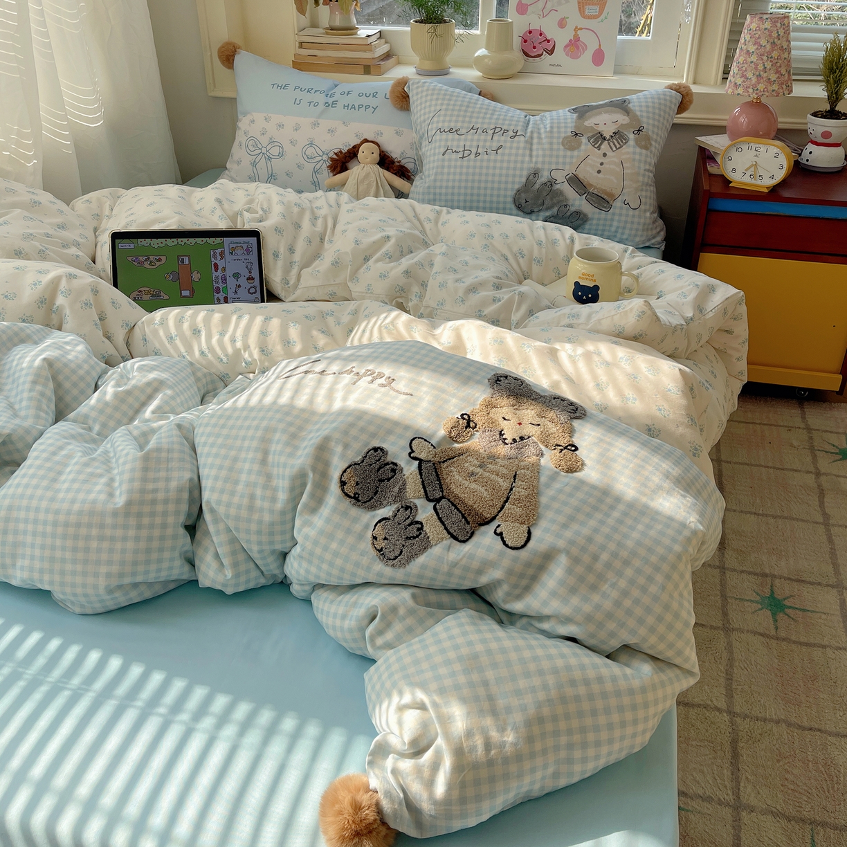 91家纺网 家纺一手货源 找家纺 （总）丽涵家纺 2026新款全棉数码印花毛巾绣四件套-少女派