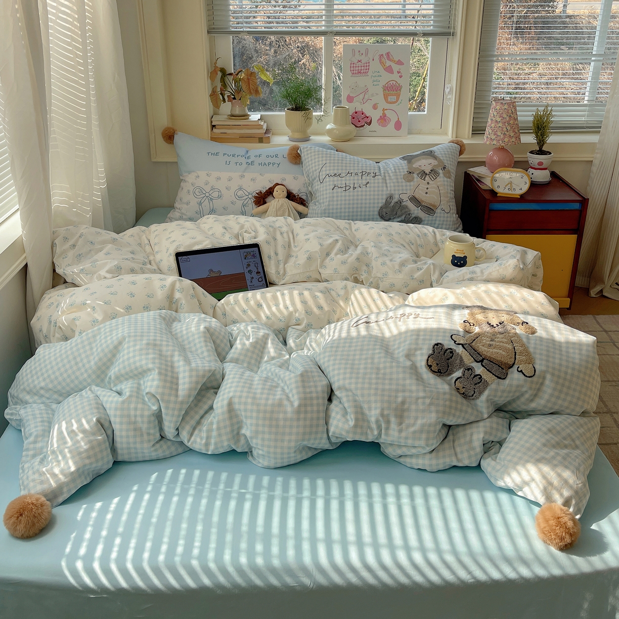 91家纺网 家纺一手货源 找家纺 （总）丽涵家纺 2026新款全棉数码印花毛巾绣四件套-少女派