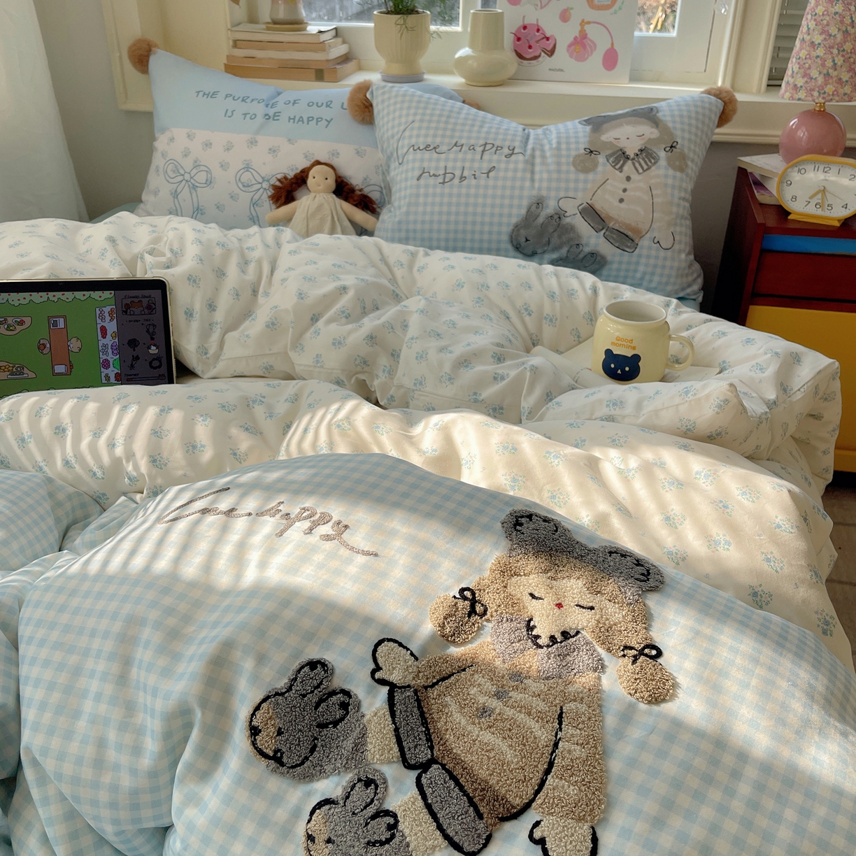 91家纺网 家纺一手货源 找家纺 （总）丽涵家纺 2026新款全棉数码印花毛巾绣四件套-少女派