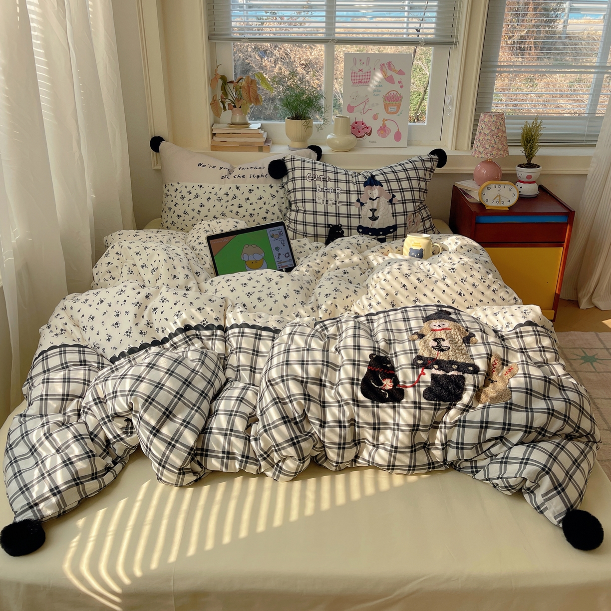 丽涵家纺 2026新款全棉数码印花毛巾绣四件套-少女派 熊崽奇遇