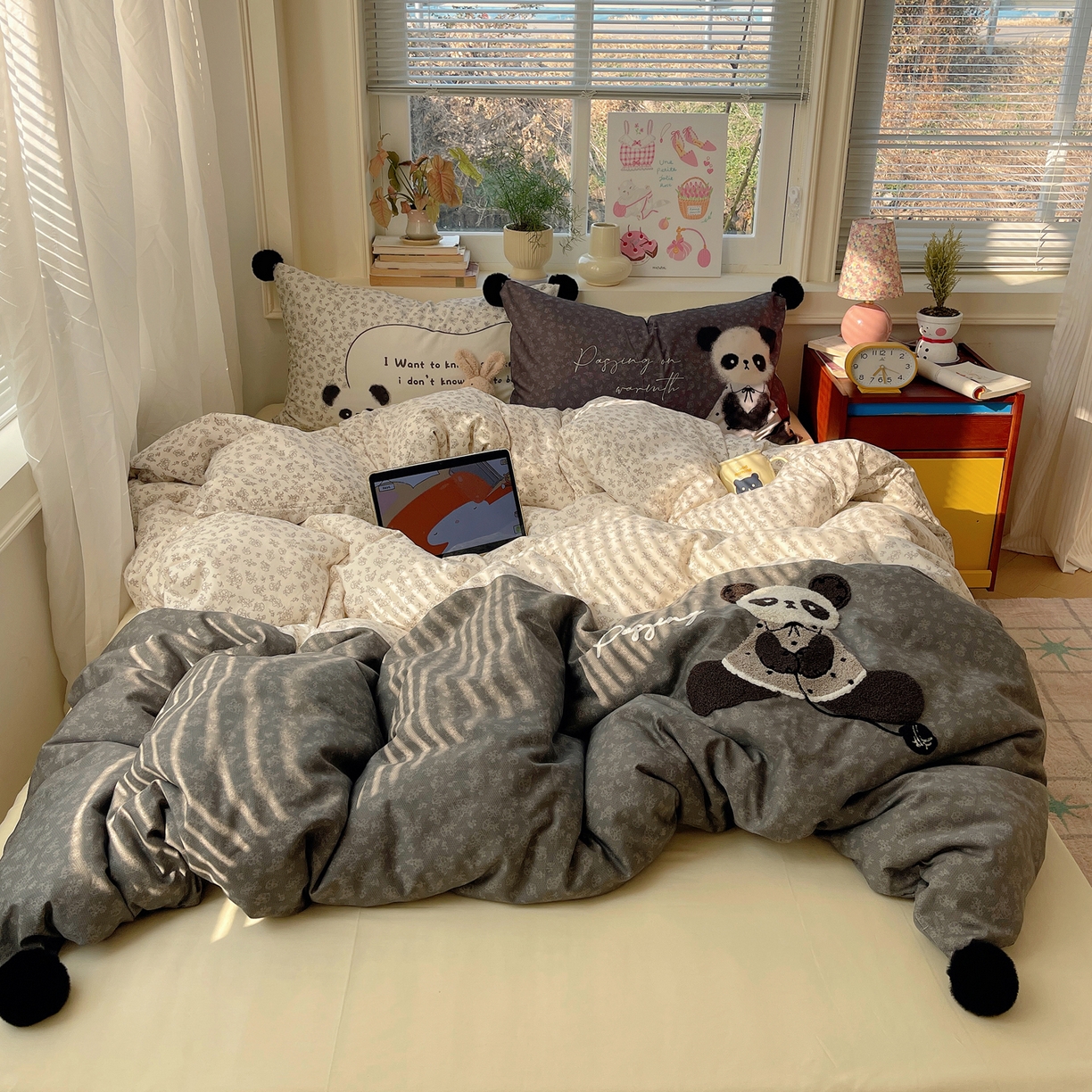 丽涵家纺 2026新款全棉数码印花毛巾绣四件套-少女派 抱抱熊