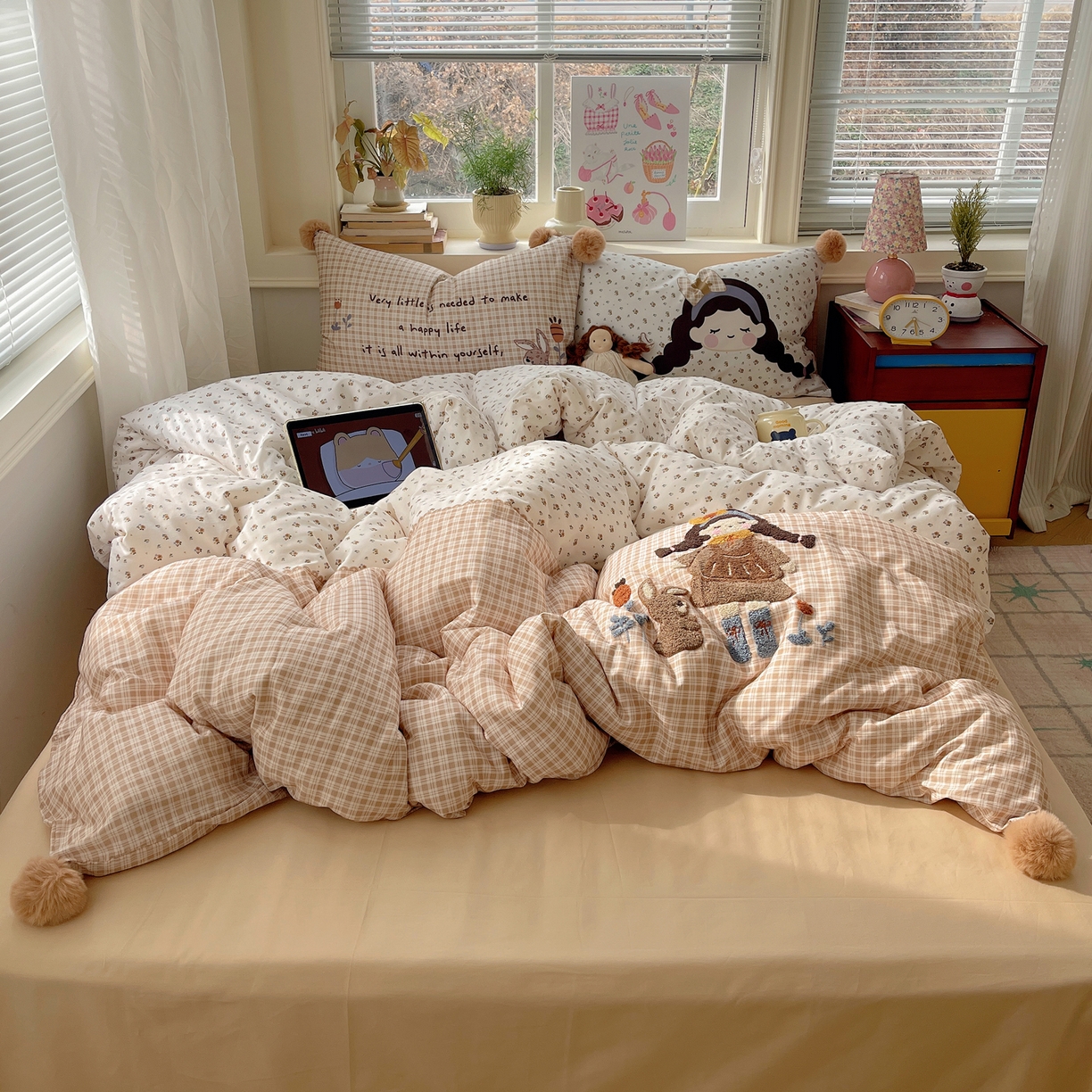 91家纺网 家纺一手货源 找家纺 （总）丽涵家纺 2026新款全棉数码印花毛巾绣四件套-少女派