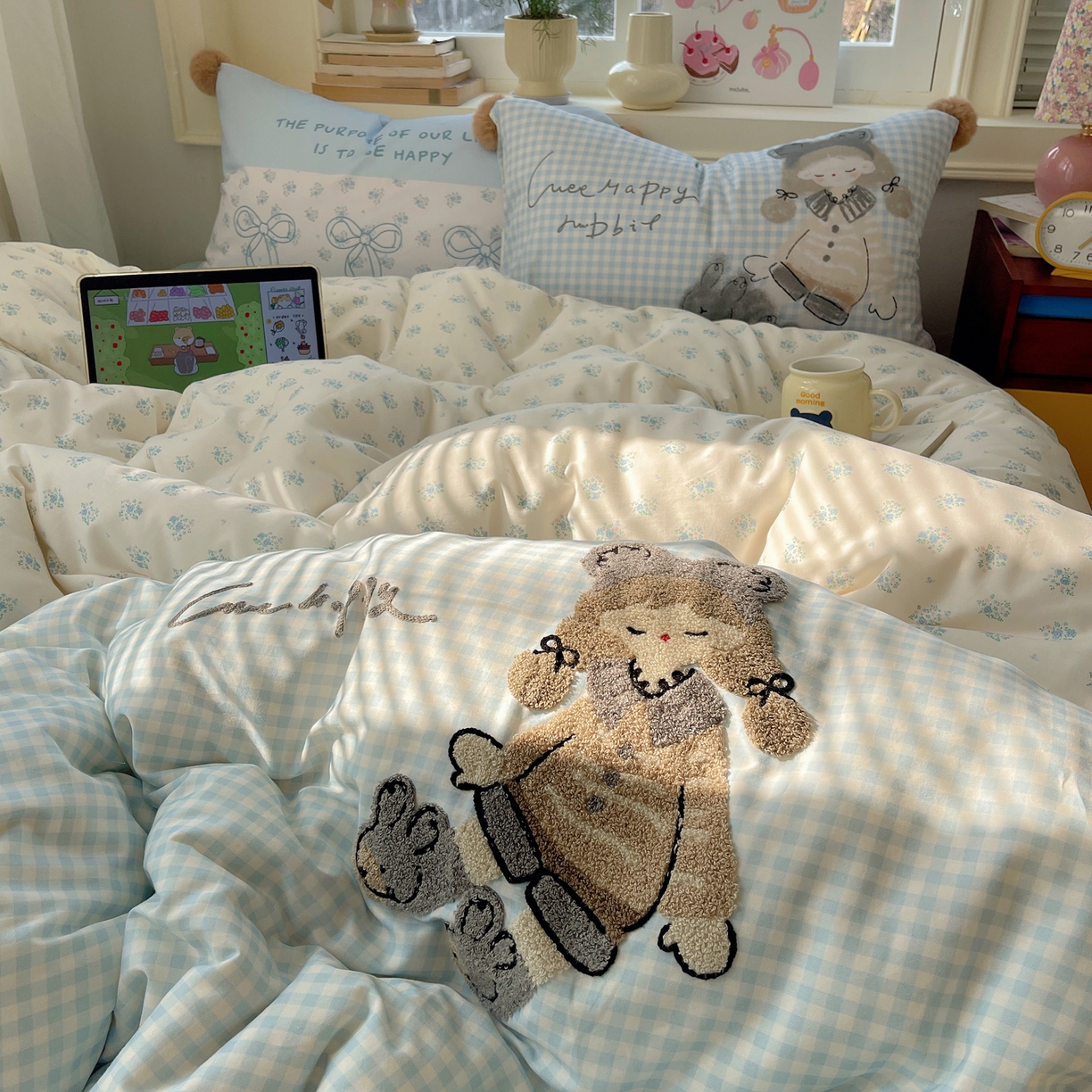 91家纺网 家纺一手货源 找家纺 （总）丽涵家纺 2026新款全棉数码印花毛巾绣四件套-少女派