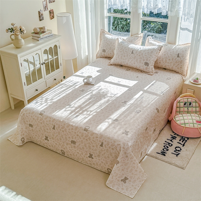 91家纺网 家纺一手货源 找家纺 帛织澜家纺 2026新款A类新疆全棉纯棉12868单品印花床单系列（预留缩水，提供质检报告） 森林小镇