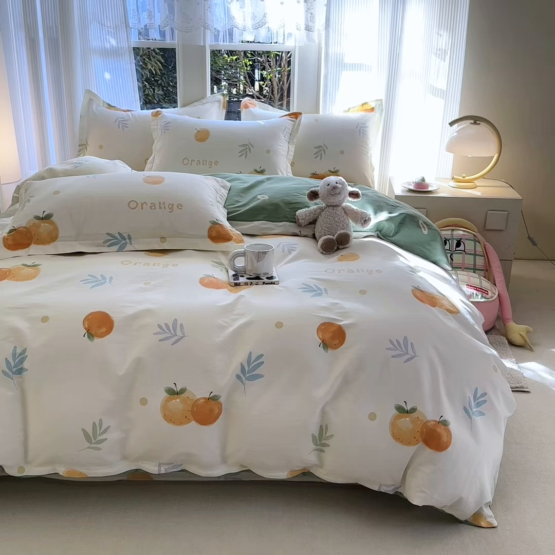 91家纺网 家纺一手货源 找家纺 帛织澜家纺 2026新款A类新疆全棉纯棉12868单品印花床单系列（预留缩水，提供质检报告） 鲜橙多