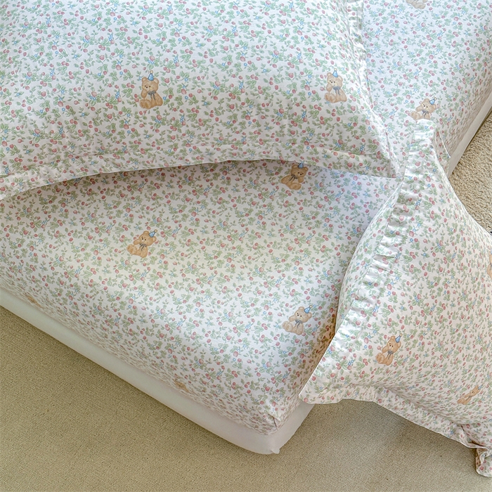 91家纺网 家纺一手货源 找家纺 帛织澜家纺 2026新款A类新疆全棉纯棉12868单品印花床笠系列（预留缩水，提供质检报告） 花花熊宝