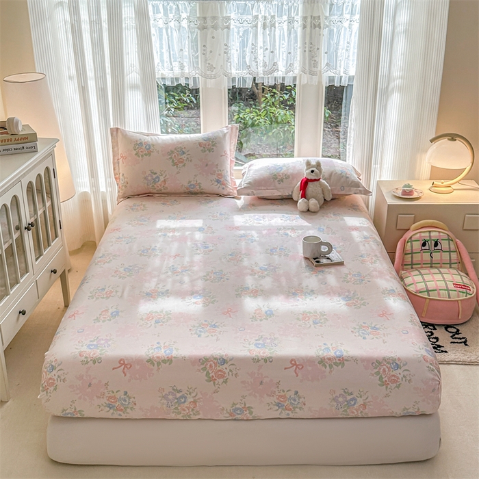 91家纺网 家纺一手货源 找家纺 帛织澜家纺 2026新款A类新疆全棉纯棉12868单品印花床笠系列（预留缩水，提供质检报告） 静听花语