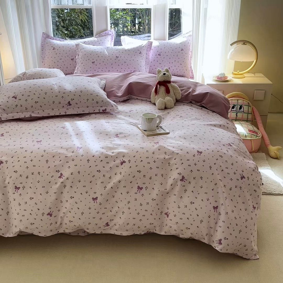 91家纺网 家纺一手货源 找家纺 帛织澜家纺 2026新款A类新疆全棉纯棉12868单品印花床笠系列（预留缩水，提供质检报告） 童话花町