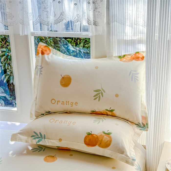 帛织澜家纺 2026新款A类新疆全棉纯棉12868单品印花枕套系列（预留缩水，提供质检报告） 鲜橙多