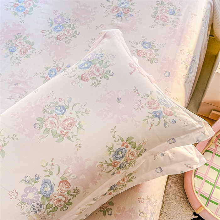 91家纺网 家纺一手货源 找家纺 帛织澜家纺 2026新款A类新疆全棉纯棉12868单品印花枕套系列（预留缩水，提供质检报告） 静听花语